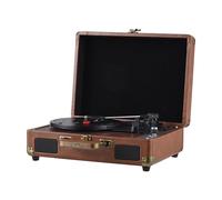 Jeffergarden Tourne-Disque Phonographe Vintage avec BT, Sortie 3,5 Mm, USB, TF, SD, Prise en Charge 33/45/78 TR/Min, Transmission Longue Portée de 10 M pour Disques Vinyles 7/10/12 Pouces (Brown)
