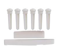 Jeffergarden Véritable Os de Vache Guitare écrou Broches de Selle Guitare Acoustique Pont Pièces de Rechange 43x6x9mm avec 6 Broches de Pont pour un Meilleur Son