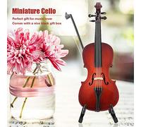 Jeffergarden Violoncelle Miniature en Bois de 5,5 Pouces avec étui et Support, Modèle d'instruments de Musique Fabriqués à la Main pour les Amateurs de Musique, Décor de Bureau de Collectionneur