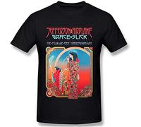 Jefferson Airplane Men's Classic Fashion Cotton Short Sleeve Round Neck T-Shirt Black Manches Courtes(Medium)