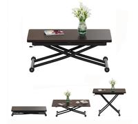 JEFFORDOUTLET Table basse fonctionnelle relevable et extensible pour salle à manger de petit espace, salon, cuisine, salle d'étude, noir