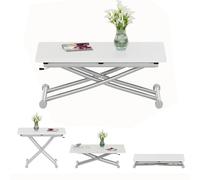 JEFFORDOUTLET Table relevable et extensible, Table basse fonctionnelle pour la cuisine, Salle à manger salon blanc, Bureau, Adaptée pour salle à manger de petit espace, Salon, Cuisine, Salle d'étude