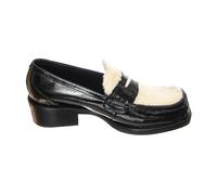 Jeffrey Campbell - Mocassins en cuir verni et peau lainée - Femme - Chaussures - Noir - Taille: 36 EU