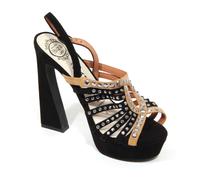 Jeffrey Campbell - Sandale à Talon Haut en Daim Noir/Chair - Femme - Chaussures - Noir - Taille: 39 EU