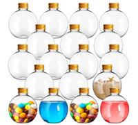 JEFHOMKIT Lot de 30 bouteilles de potion sphériques en plastique en forme de boule de 170 g avec entonnoirs pour Noël, cocktail, décoration, bricolage, fête de mariage (doré, bouchon en aluminium)