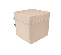 Jeflex - Pouf beige 40 x 40 x 40 cm en cuir synthétique de qualité supérieure - Fabriqué en Allemagne - Cube de fitness avec cube en mousse à l'intérieur pour un confort d'assise et une stabilité