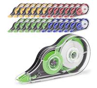 JEFURE 24 Pièces Ruban Correcteurs, 12m x 5mm Correcteur Blanc, Mini Souris Correcteur Blanc Avec Housse de Protection et Collant Roller, Correction Tapes Idéal pour l'École et le Bureau(4 Couleurs)