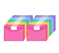 JEFURE Pochette Porte-Documents A4 20PCS, Pochettes Plastiques Perforées A4 avec 11 Trous, Pochette Classeur 5 Couleurs Transparentes avec Poches, pour Étiquettes pour Organiser les Documents