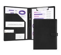 JEFURE Porte Documents A4, PU Cuir Porte Bloc A4 avec Pince et Fermoir Magnétique, Multifonctionnel Conférencier Portfolio A4, Trieur Organiseur, Range Documents pour la Maison et le Bureau (Noir)