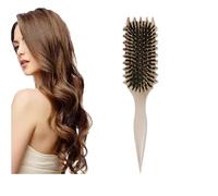 Jefuzh Brosse à cheveux en poils de sanglier pour définir et mettre en forme des boucles, pour femme, beige