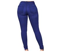 Jeggings pour femme - Jean extensible - Grande taille - Tendance - Délavé - Élastique - Taille haute - Legging Pro Skin - Pantalon fin et doux - Couleur unie, bleu, XXXXXXL