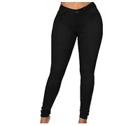 Jeggings pour femme - Jean extensible - Grande taille - Tendance - Délavé - Élastique - Taille haute - Legging Pro Skin - Pantalon fin et doux - Couleur unie, Noir , XL