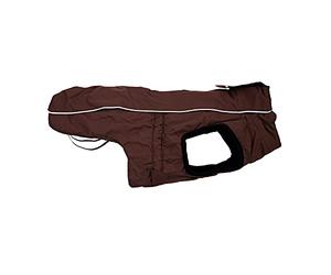 JEGGO Manteau d'hiver à Fermeture éclair pour Chien, imperméable et Coupe-Vent, Respirant, Coupe optimale, avec Fermeture éclair intégrale pour Un enfilage et Un Retrait faciles (Marron, 28 cm)