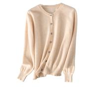 Jegsnoe Cardigans en Laine pour Femme Pull Tricoté À Simple Boutonnage À Manches Longues Automne Hiver Beige 3XL