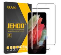 JEHOO 2 Pièces pour Samsung Galaxy S21 Ultra Verre Trempé, Compatible avec Lecteur d’Empreinte, Sans Bulles, Antichoc Anti Rayure, Dureté 9H Vitre Film de Protection Écran