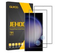 JEHOO 2 Pièces pour Samsung Galaxy S23 Ultra Verre Trempé, Compatible avec Lecteur d’Empreinte, Sans Bulles, Antichoc Anti Rayure, Dureté 9H Vitre Film de Protection 9