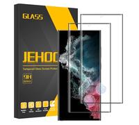 JEHOO 2 Pièces Verre Trempé pour Samsung Galaxy S22 Ultra, Compatible avec Lecteur d’Empreinte [Sans Bulles] [Dureté 9H] [Antichoc Anti Rayure Vitre] Film de Protection Écran