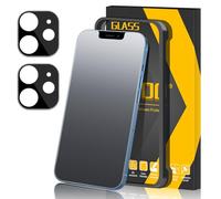 JEHOO pour iPhone 12 Verre Trempé Mat, 2 Pièces Protection d'écran Antireflet et 2 Pièces Protection Objectif Caméra, Anti-Empreintes Digitales Sans Bulles Ultra Résistant Dureté 9H Glass