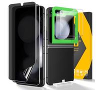 JEHOO pour Samsung Galaxy Z Flip 5 Protection d'écran Anti Espion, [2+2 pièces] Feuille intérieure en TPU + verre trempé, avec outil de positionnement amélioré, facile à installer