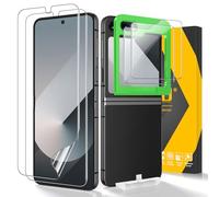 JEHOO pour Samsung Galaxy Z Flip 6 Protection Ecran, 2 pcs Avant 9H Dureté Protection Écran + 2 pcs Flexible TPU l'intérieur Protecteur D'écran, Installation Facile Sans Bulles Film pour Z Flip 6 5G