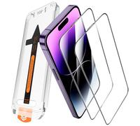 JEHOO Verre Trempé pour iPhone 14 Pro Max, Une Touche Installation, Film de Vitre Protection d’Écran, Couverture Complète, Kits d'Outils d'Alignement Automatique, HD Clair Sans Bulles, 2 Pièces