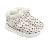 Jeiento Bottes de neige à enfiler pour femme - Chaudes - Antidérapantes - Chaussures de marche plates pour intérieur et extérieur, Patte de chien., 37 EU