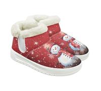 Jeiento Bottes de neige à enfiler pour femme - Chaudes - Antidérapantes - Chaussures de marche plates pour intérieur et extérieur, Bonhomme de neige flocon de neige, 39 EU