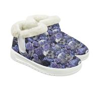 Jeiento Bottes de neige pour femme avec motif tête de mort - Chaussures d'hiver chaudes - Chaussures d'intérieur et d'extérieur avec doublure en fourrure pelucheuse, Tête de mort florale., 44 EU