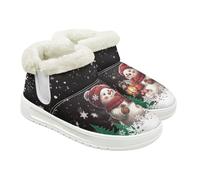 Jeiento Bottes de neige pour femme avec motif tête de mort - Chaussures d'hiver chaudes - Chaussures d'intérieur et d'extérieur avec doublure en fourrure pelucheuse, Bonhomme de neige de Noël., 36 EU