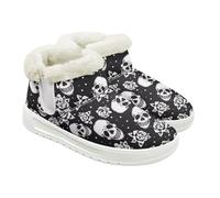 Jeiento Bottes de neige pour femme avec motif tête de mort - Chaussures d'hiver chaudes - Chaussures d'intérieur et d'extérieur avec doublure en fourrure pelucheuse, Tête de mort gothique, 39 EU