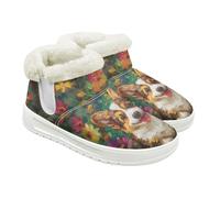 Jeiento Bottes d'hiver à motif animal pour femme - Bottines de neige confortables et chaudes - Chaussures d'extérieur à enfiler, Chien Corgi Fleur, 38 EU
