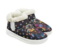 Jeiento Bottes d'hiver à motif animal pour femme - Bottines de neige confortables et chaudes - Chaussures d'extérieur à enfiler, Chiens teckels colorés, 34 EU