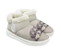 Jeiento Bottes d'hiver à motif animal pour femme - Bottines de neige confortables et chaudes - Chaussures d'extérieur à enfiler, Chien carlin marguerite fleur, 39 EU