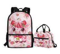 Jeiento Cartable de dessin animé pour garçons et filles, sac à dos léger pour livres préscolaires avec boîte à déjeuner isotherme, Jolie vache, Taille unique, Sacs à dos de jour