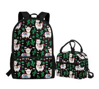 Jeiento Cartable de dessin animé pour garçons et filles, sac à dos léger pour livres préscolaires avec boîte à déjeuner isotherme, Cactus vert et alpaga, Taille unique, Sacs à dos de jour
