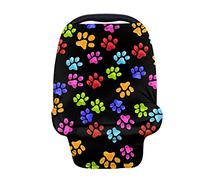 Jeiento Colorful Paws Housse de siège de voiture pour bébé multifonctionnelle pour allaitement, écharpe d'allaitement, douce et respirante, couverture complète à 360°, pour garçons et filles