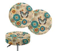 Jeiento Cottagecore Lot de 2 housses de tabouret douces avec bouton élastique rond, résistantes aux taches, extensibles pour décoration de maison, cuisine, café, 33 à 38 cm