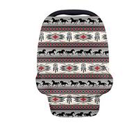 Jeiento Coussin de siège de voiture pour bébé, motif cheval aztèque, couverture d'allaitement, couverture de siège auto, housse de siège de voiture, housse de poussette, écharpe douce et élastique
