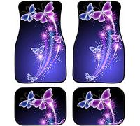 Jeiento Ensemble Complet de Tapis de Sol de Voiture pour Femme, Motif Papillon, 4 pièces, Tapis de Sol pour Voiture