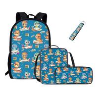 Jeiento Ensemble de sacs d'école pour filles et garçons, résistant à l'eau, durable, sac à dos basique décontracté avec sac à déjeuner, trousse à crayons et porte-clés à dragonne, 4 en 1, Dinosaure de