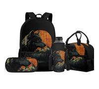 Jeiento Ensemble sac à dos d'école pour enfants de 43,2 cm avec porte-bouteille d'eau, sac à déjeuner, trousse à crayons pour garçon et fille, Grenouille champignon, Taille unique, Sacs à dos de jour