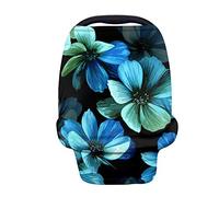 Jeiento Housse d'allaitement à fleurs bleues - Couverture d'allaitement pour siège de voiture - Housses de siège de voiture multi-usage pour bébés, poussette, écharpe d'allaitement, pour filles