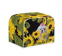 Jeiento Housse de grille-pain jaune tournesol Shih Tzu pour chien - Housse anti-poussière pour 4 tranches de pain