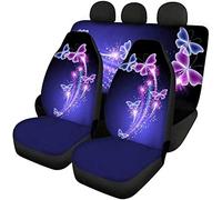 Jeiento Housse de siège de voiture élastique à imprimé papillon pour femme, housse de siège avant et arrière, housse de protection intérieure pour voiture, camionnette, camion, berline, violet