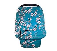 Jeiento Housse de siège de voiture pour bébé - Motif fleurs de prunier - Housse de protection respirante - Coussin de chaise haute élastique en polyester doux pour chariot de courses et poussette