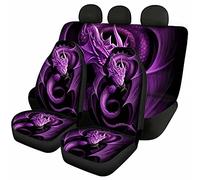 Jeiento Lot complet de 4 housses de siège avant et arrière - Motif dragon - Ajustement universel pour camionnette, camion, berline, SUV, violet