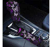 Jeiento Lot de 2 accessoires d'intérieur de voiture pour femme Housse de pommeau de levier de vitessehousse de frein à main facile à installer Housse universelle antidérapante pour protéger la