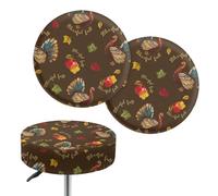 Jeiento Lot de 2 housses de tabouret de bar rondes à motif de dinde - Housses de tabouret de bar anti-rayures, protection de siège de chaise Hello Fall pour salon, cuisine - 33 à 38 cm