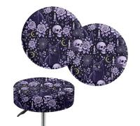 Jeiento Lot de 2 housses de tabouret de bar rondes et élastiques lavables pour la maison, le jardin, les chaises de salle à manger, décoration d'Halloween, 33 à 38 cm