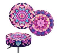 Jeiento Lot de 2 housses de tabouret de bar rondes et lavables de style hippie à motif mandala colorées, douces, lavables, pour salon, café, 33 à 38,1 cm